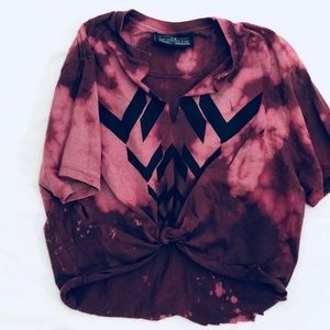 Maroon destroyed Levi crop top